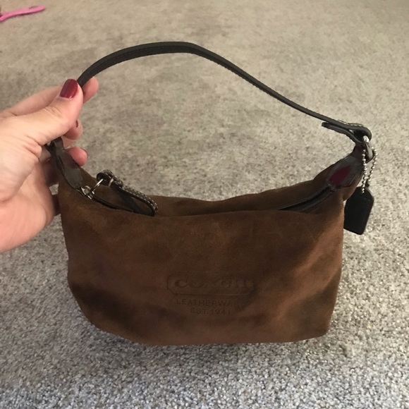 brown suede coach bag